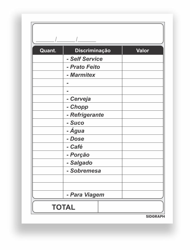 COMANDA P RESTAURANTE FTO 104X144 56GM - 50 FLS FSC