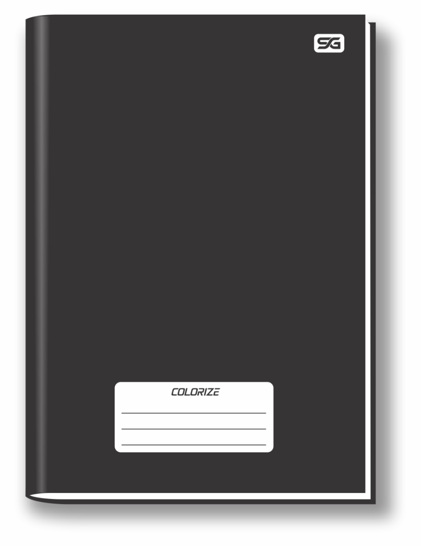 CADERNO 1/4 - CAPA DURA - COSTURADO PRETO