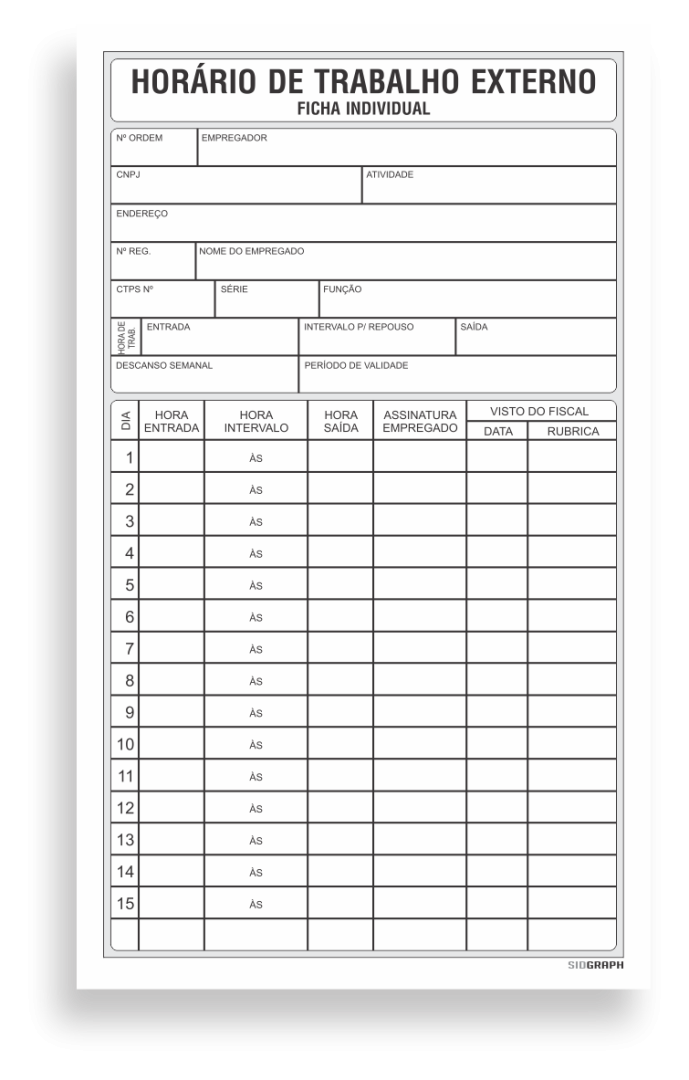FICHA HORARIO DE TRABALHO EXTERNO