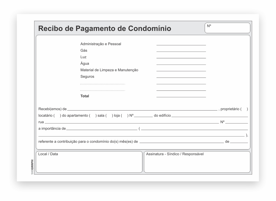 RECIBO DE PAGAMENTO DE  CONDOMINIO 50 FLS - FTO 208X144 FSC